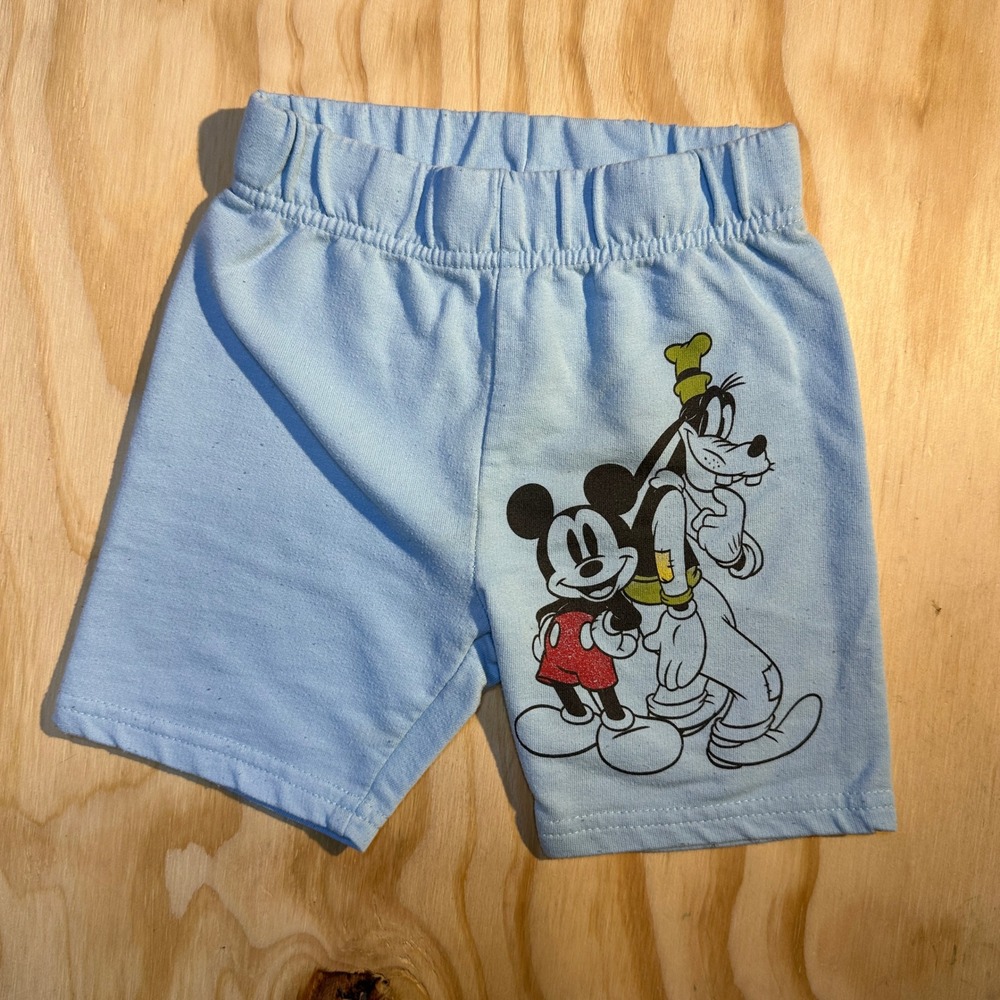 Disney Junior Mickey Mouse Goofy Light Blue Graphic Shorts Toddler 3T